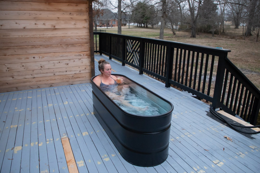 Outdoor Stock Tank Homemade Hot tub! 