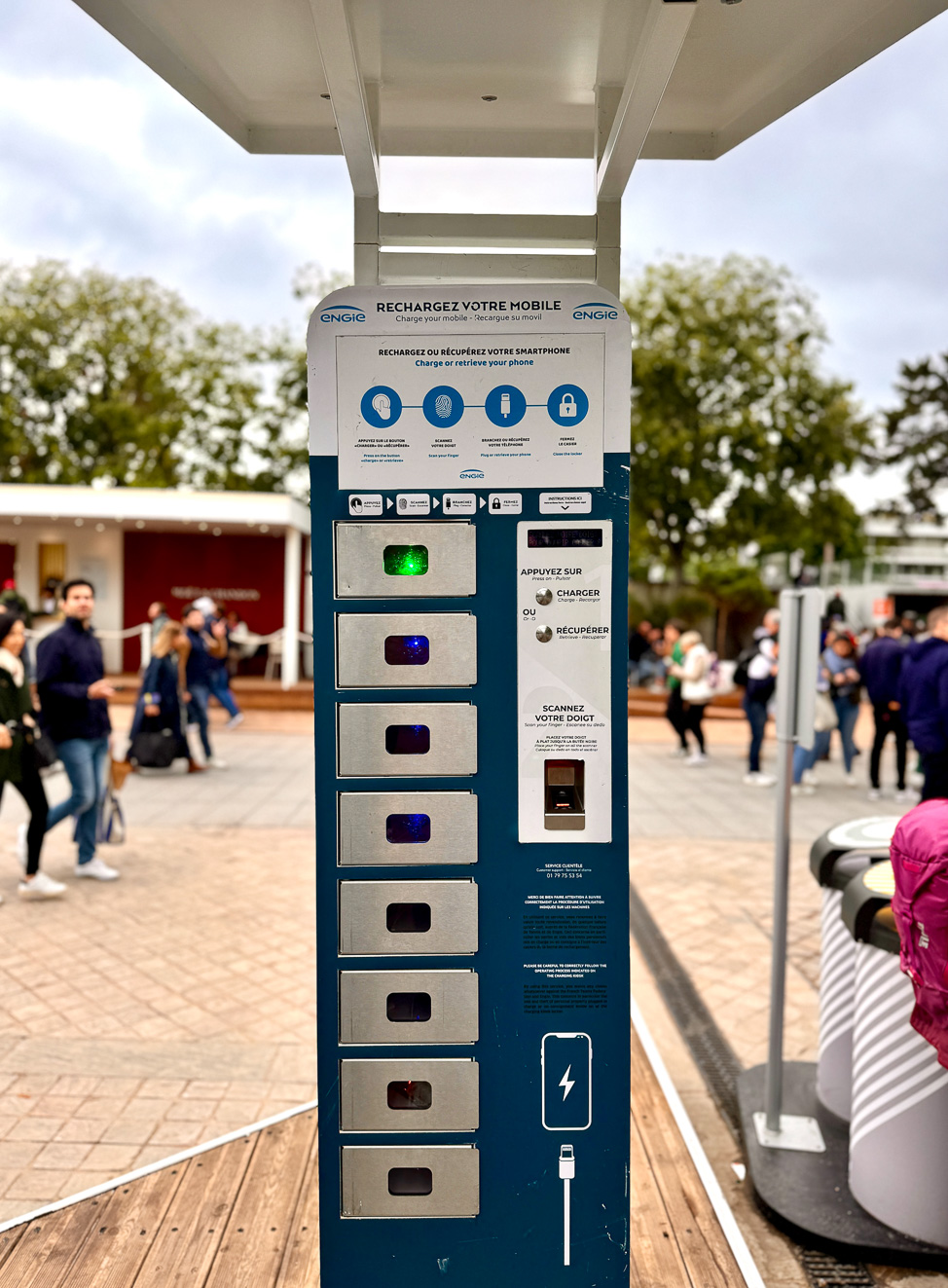 Charging lockers at Roland-Garros, the French Open