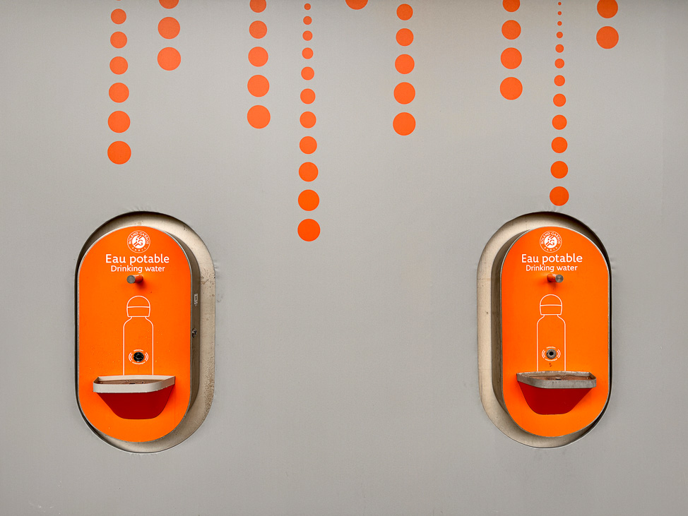 Water refill stations at Roland-Garros in Paris, France